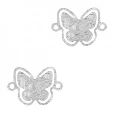 Metal Bohemian connector Butterfly Silver